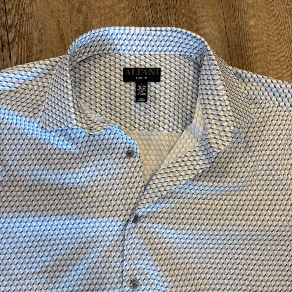 Alfani Men’s Large Dress Shirt Blue and white